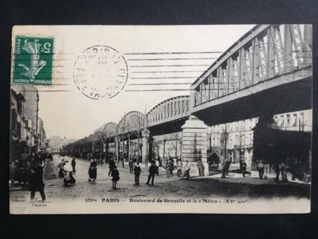 cpa 1900 French PARIS Bd de Grenelle MÉTROPOLITAIN Station Aérien de métro