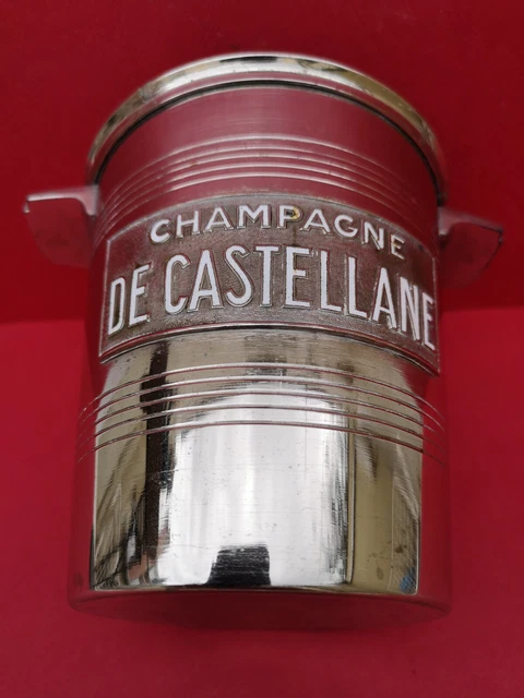 Seau à Glace Art Déco Métal Argenté - Vasque Taittinger Avec Poignée - Fabriqué En France