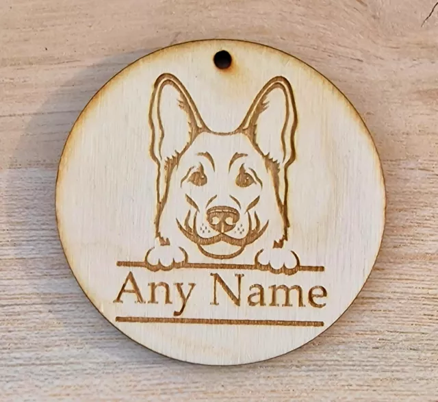 Personalisierter Schlüsselring Etikett Hunde Rassen Holzgravur Geschenk beliebiger Name 3