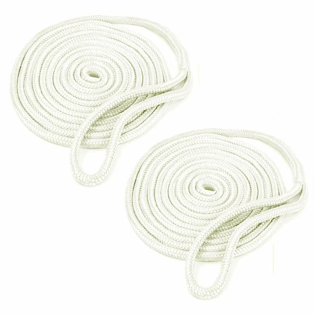 Amarine Made 2 Pcs 1/2 Inch 25 FT Double Braid Nylon Dockline Mooring Rope Work