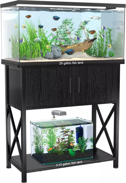 29 Gallon Aquarium Stand Metal Fish Tank Stand with Cabinet for Accessories Stor