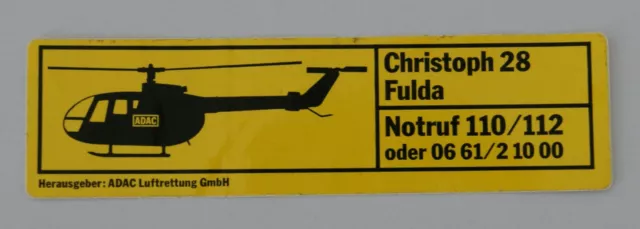 Werbe-Aufkleber ADAC Luftrettung Christoph 28 Fulda RTH 80er Hubschrauber