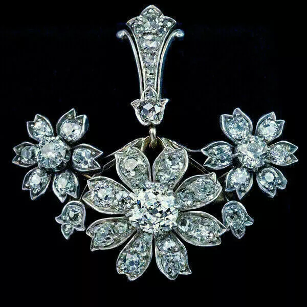 4,5 Karat Rundschliff-Diamant Beauty Antique Floral Brosche Pin 14 Karat... 2