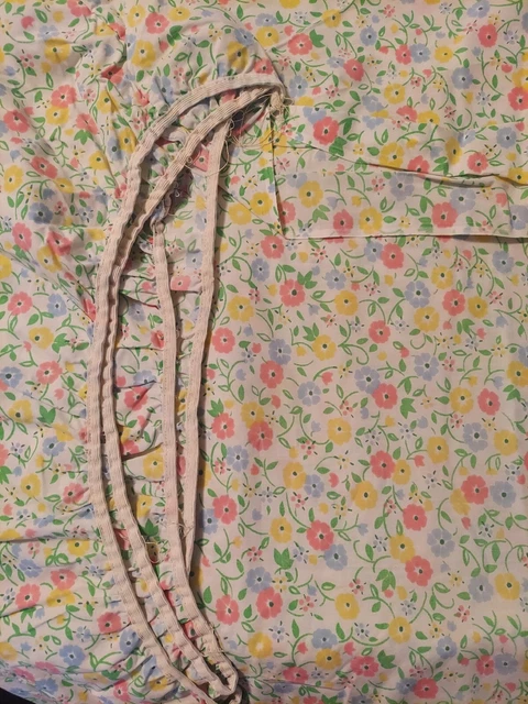 Vintage Perma Prest Percal small blue pink yellow flowers FULL FITTED sheet