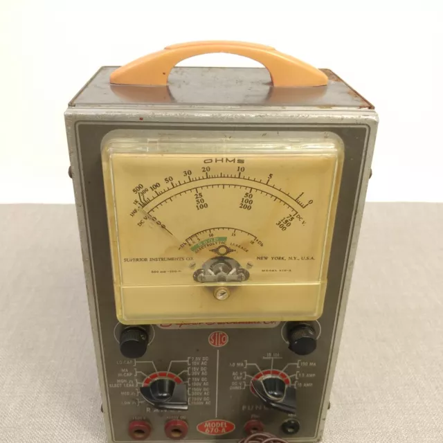 Vintage Superior Instruments Model 670-A Resistance Multimeter Tester & Probes 3