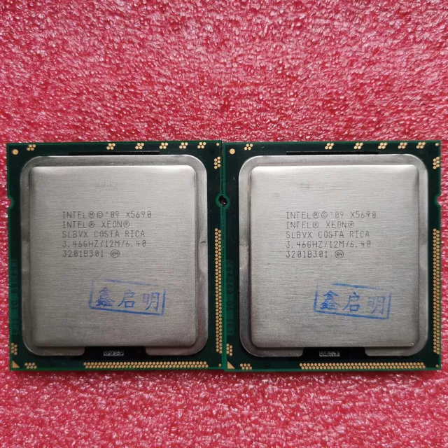 Matched Pair Intel Xeon X5690 3.46GHZ SLBVX 6Core 12MB LGA 1366 CPU Processors