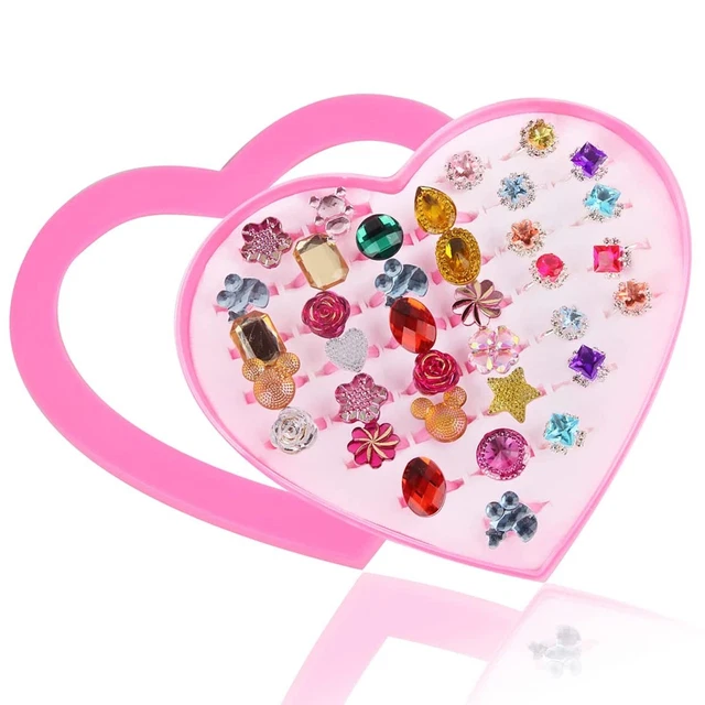 Set Di 36 Anelli Regolabili Per Bambine - Gioielli Colorati Per Feste E Gioco - Foto 7