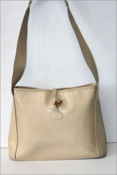 LONGCHAMP Sac shopping Vintage  Roseau Coquille d'oeuf Porté Epaule BE