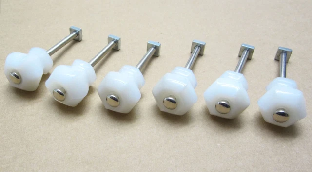 Set 6 Antique Vintage WHITE GLASS Dresser Drawer Cabinet KNOBS Pulls w/ Hardware