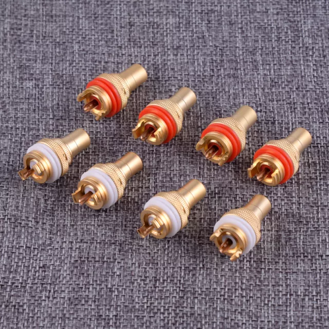 8X Copper RCA Female Socket Chassis Connector Phono Jack Amp Hifi Gold Plated nm
