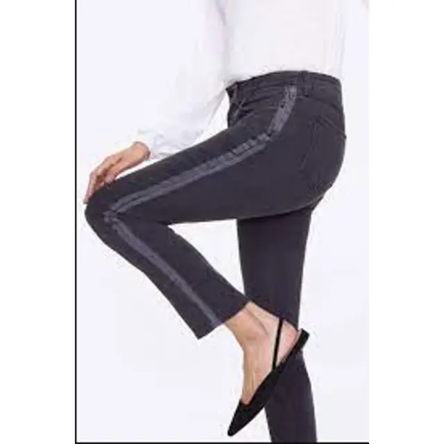 NYDJ Sheri Side Stripe Slim Leg Jeans Black Size 00 NWT
