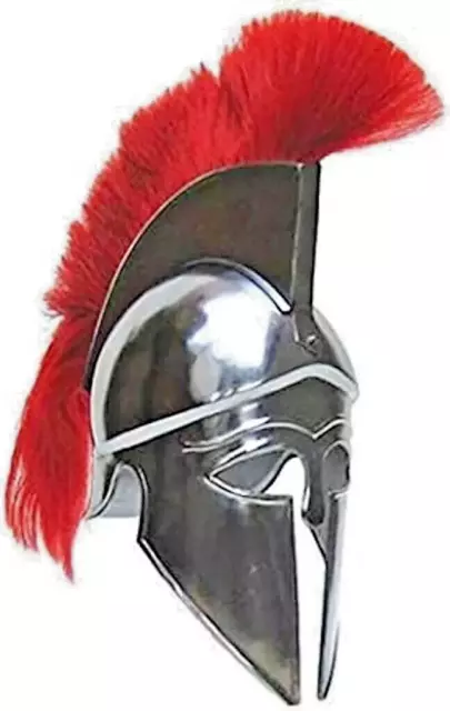 Medieval Greek Corinthian Armor 20 G Helmet with Red Plume Knight Spartan Helmet