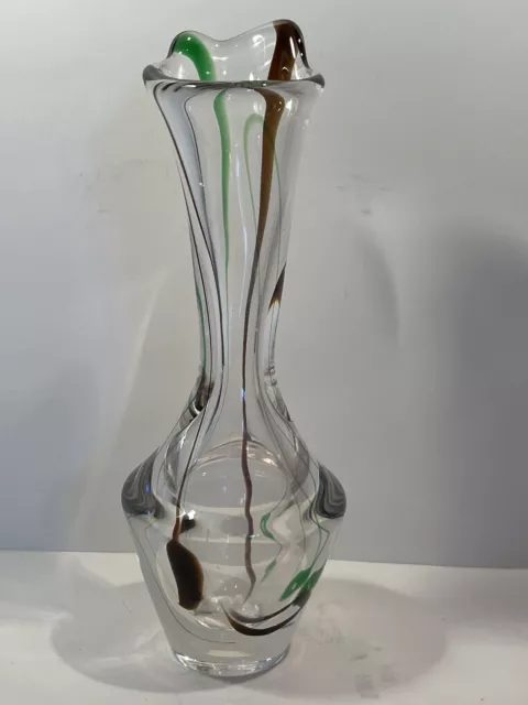 Mid-Century Art Glass Swung Vase Drip Glaze Dutch Maastricht Studio Signed 9” 3