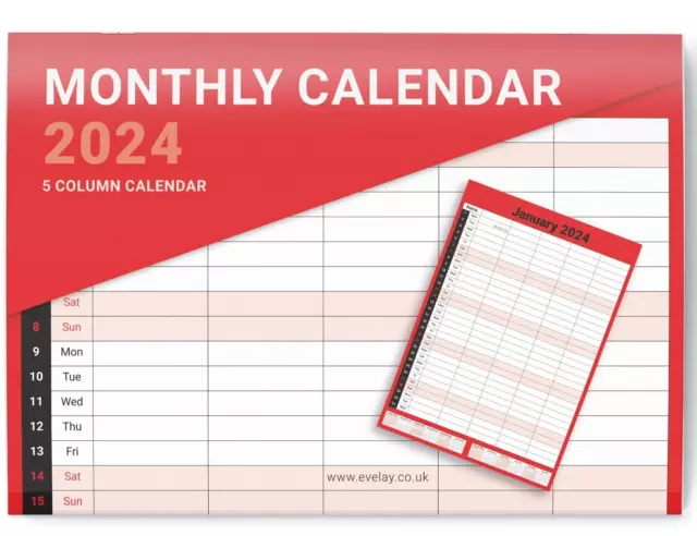 2024 Family Home Planner Calendar 5 Columns Size A3 - Cute Owls &  Butterflies