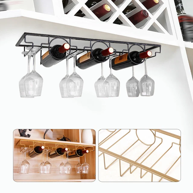 Gold/Black 7 slots Wall-mounted Wine Glass Holder Goblet Hanging Storage Rack