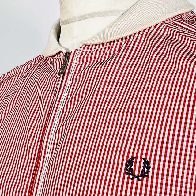 Giacca Bomber Fred Perry Gingham - Rosso/Bianco - XL/2XL - Scooter Mod anni 60 Casuals