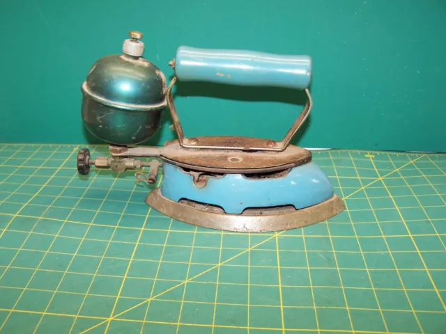 Rare Vintage Blue Enamel Coleman Instant Lite Enamel Sad Iron Model #4 Sad Iron