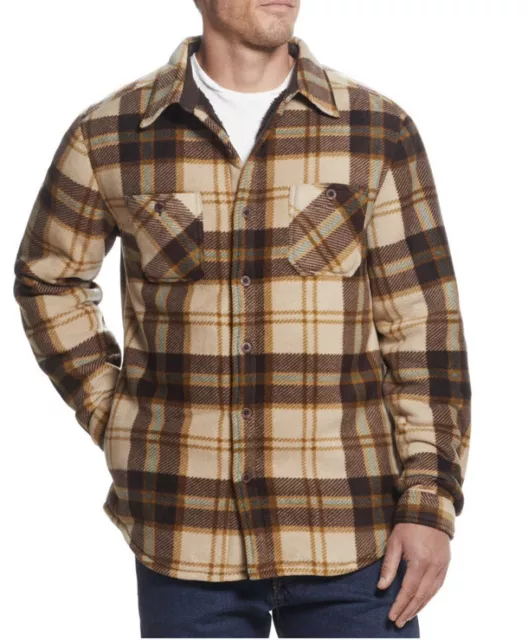 Weatherproof Polar Fleece flannel Shirt Jacket, Mens XXL  Latte NEW