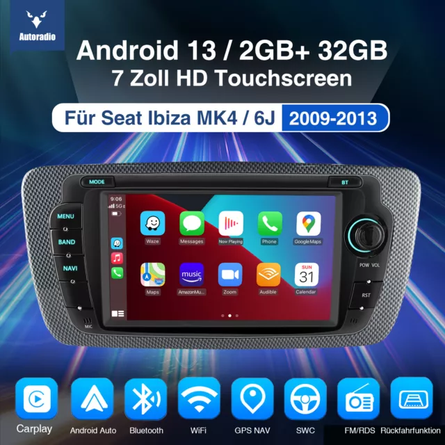 Für Seat Ibiza MK4 6P1 6J5 09-13 Carplay Autoradio 2+32G Android 13 GPS DVR Kam 2