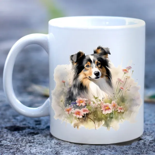 Pet Dog Mug, watercolour Shetland Sheepdog Sheltie - Ideal Gift