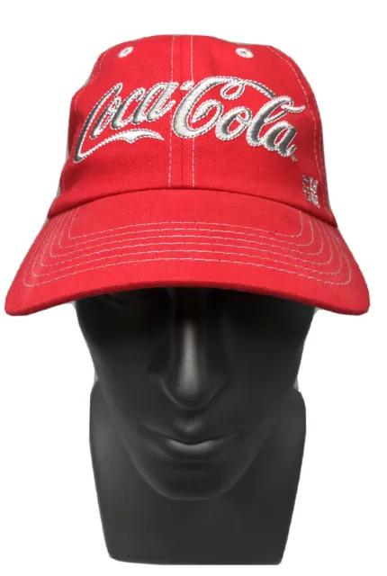 Coca Cola Bright Red & Silver Classic Logo Unisex Baseball Cap Hat NWOT