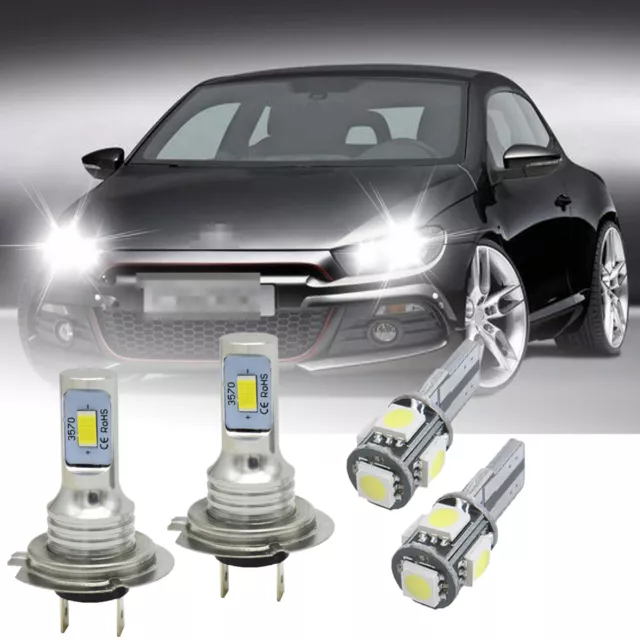 For VW Scirocco 2008-2017 - 4X 6000K LED Xenon HID Low/Side Headlight Bulbs Set