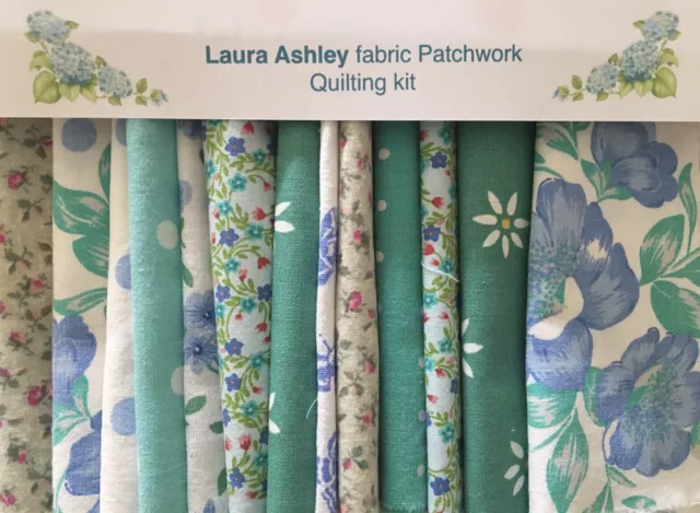 LAURA ASHLEY PATCHWORK KIT TURQUOISE 40x 4 1/2" pieces +INSTRUCTIONS & TEMPLATES