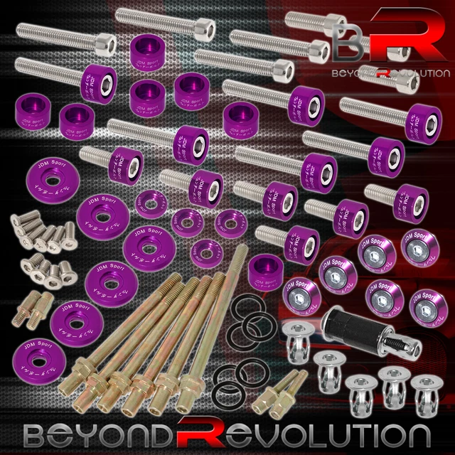 JDM For Honda K-Series Cup/Header/Cam Cap/Fender/Valve Washers+Bolts Purple