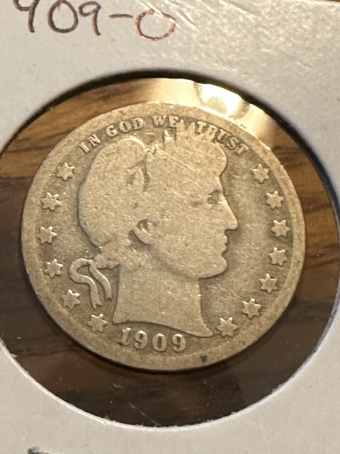 Rare G+ 1909-O Barber quarter ... very tough to find this nice ( item #3C55* )