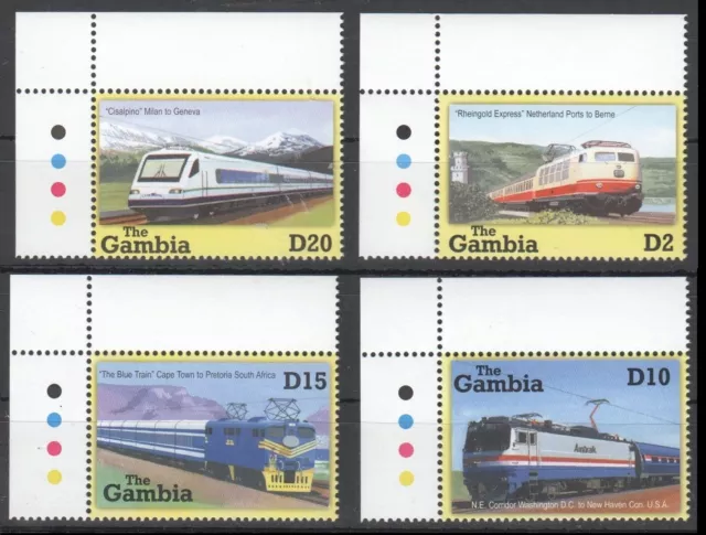 Gambia 2001 MNH 4v, Colour Guide, Train, Railways