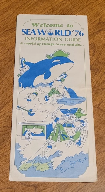 1976 SEA WORLD Information Guide With Park Map. Aurora, Ohio. Very Rare