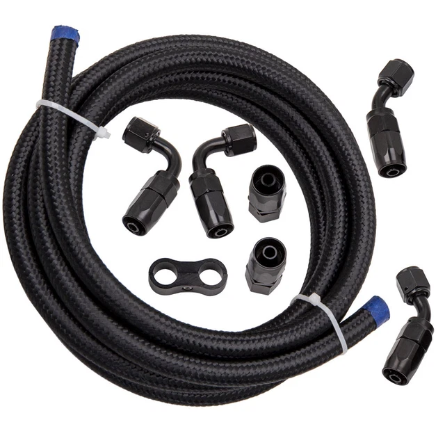 10FT 3/8 Fuel Line 6AN Oil/Fuel Hose End Fitting Hose Separator Clamp 2000 PSI