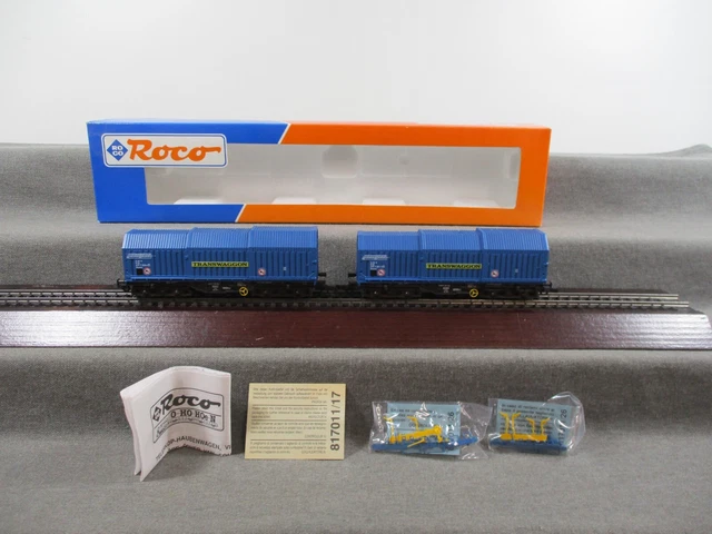 ROCO 44076 (SPUR H0) Güterwagen-Set 2-tlg Teleskophaubenwagen der DB in ...