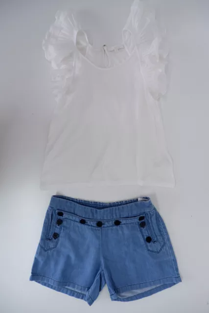 Chloe set outfit bambina 10 anni t-shirt denim bianco blu