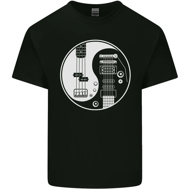 T-shirt Loose Fit Gildan – Motif Guitare Ying Yang – Coton Prérétréci – Manches Courtes