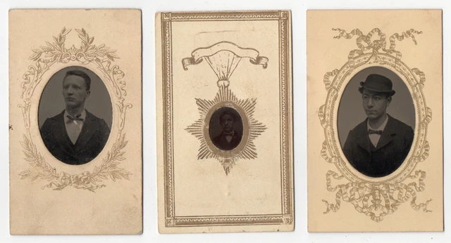 Ferrotype Ancien Groupe Famille, Mode 1870-1880, Format 9x6 Cm, Tirage Original