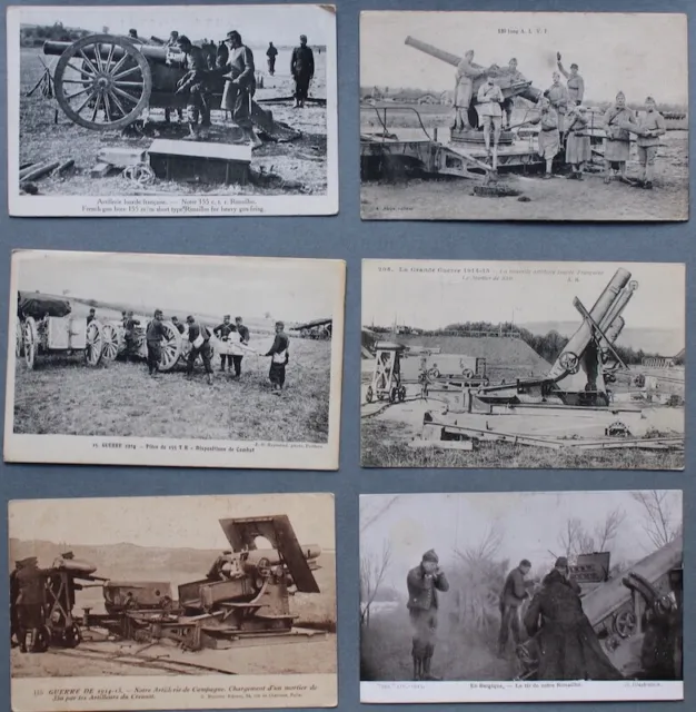 Lot cartes postales Artillerie Lourde canon Rimailho Mortier divers guerre 14-18