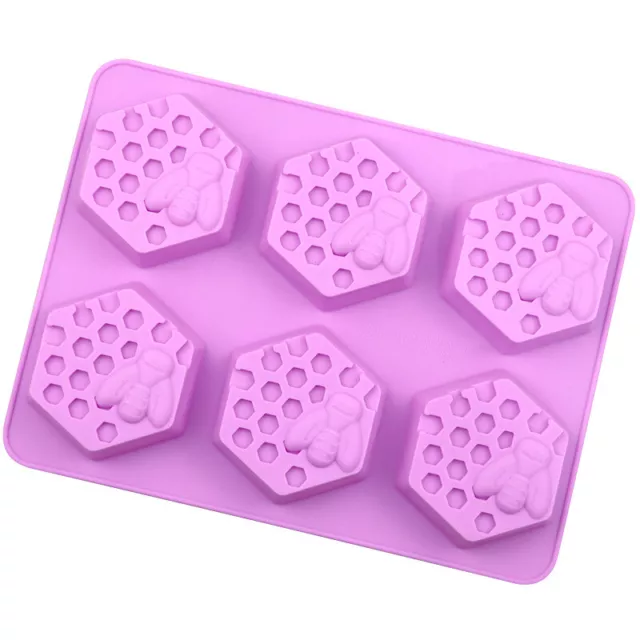 3D Handmade Soap Silicone Mold 6-Piece Bee Shape Mold Honeycomb DIY Cake Mold