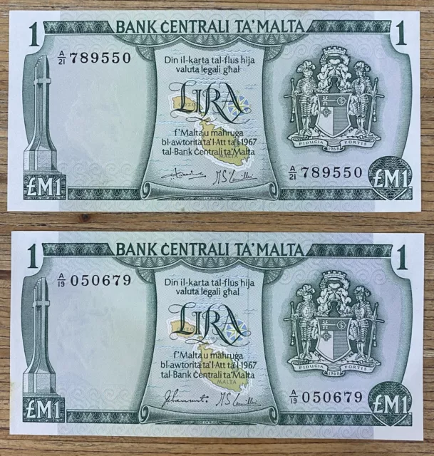 1973 Malta Banknote UNC 1 Lira 2nd Series Sammut Camillieri Uncirculated P-31