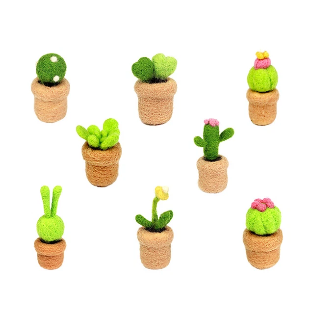 Kit de fieltro de lana 8 piezas artesanales de cactus aguja de arranque