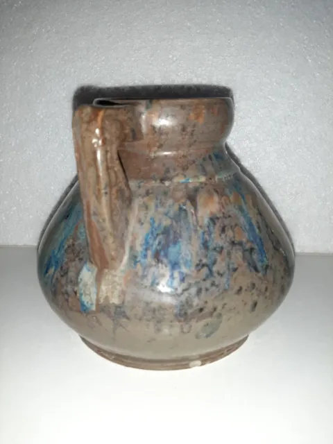 Vase en grès vernissé à deux anses, signé REFLEX AL esprit Metenier 2