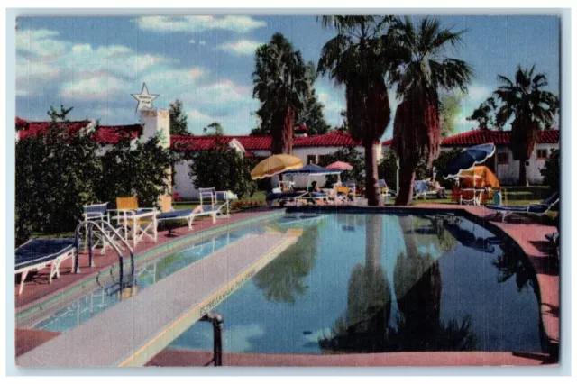 1948 Estrella Villas Apartment Hotel Bungalows Poolside Palm Springs CA Postcard