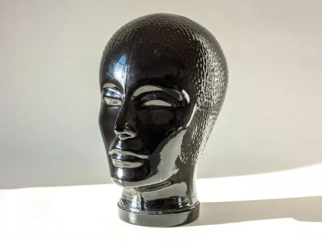 Vintage Mid Century marbles Mannequin Head Hat Wig Stand Statue Bust Glass  face