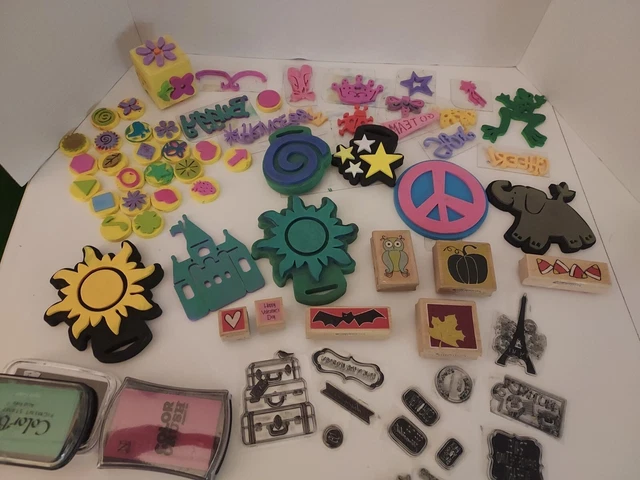 Stamps Rubber Asst Styles Sizes Used Lot Of Many Woodenmount Rubber Lot