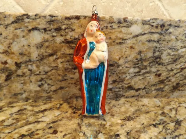 NICE Early Madonna and Child Figural Glass Feather Tree Christmas Ornament