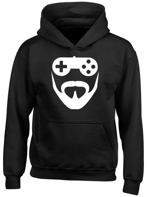 Bearded Gamer Gaming Boys Kids Childrens Hoodie