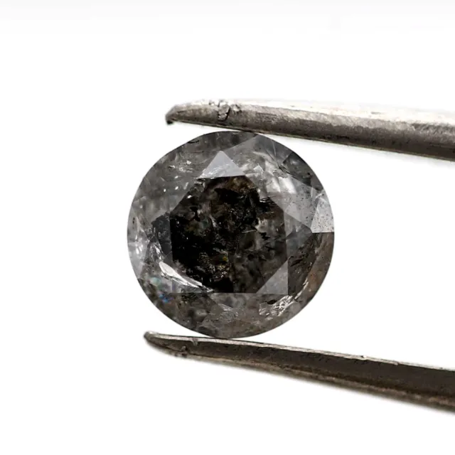 Diamante de sal y pimienta 0,64 quilates gris natural redondo corte brillante diamante suelto