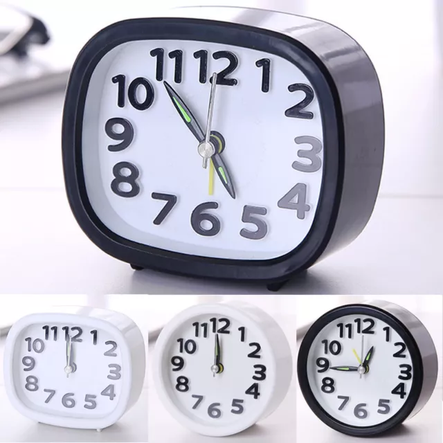 Battery Operated Quartz Alarm Clocks Bedside Home No Ticking Snooze Silent Clock