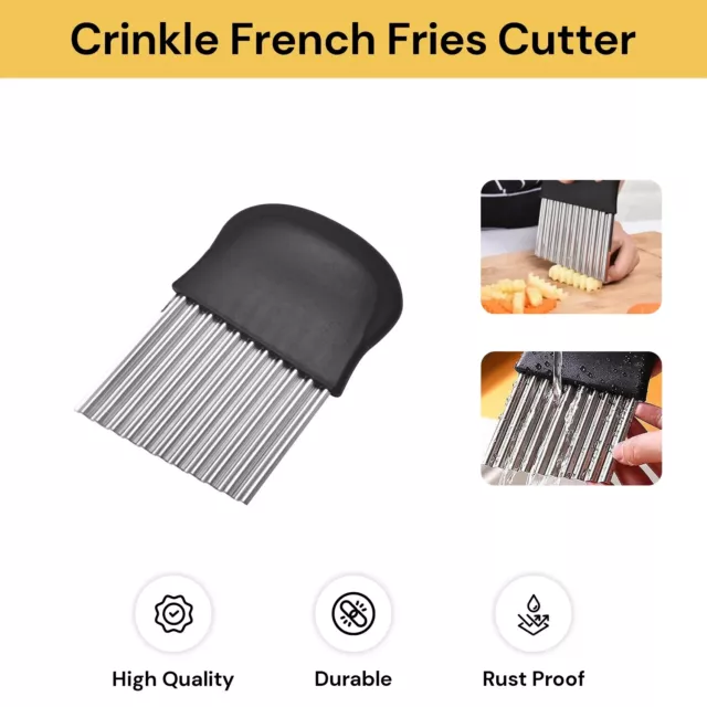 Potato Chip French Fry Slicer Crinkle Wavy Cutter knife Tool Stainless Steel 2