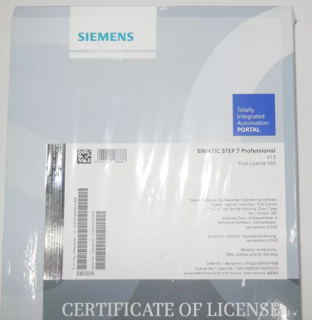 Siemens Simatic STEP 7 Professional V13 Trial licence 365 S79220-B5445-F888